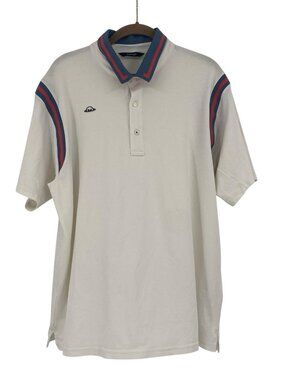 Radmor Size XL Douglas Contrast Stripe Stadium Polo White Pima Cotton Golf